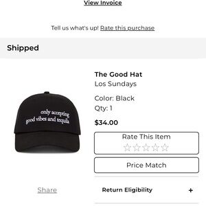 Sundays Black Cap with White Embroidery